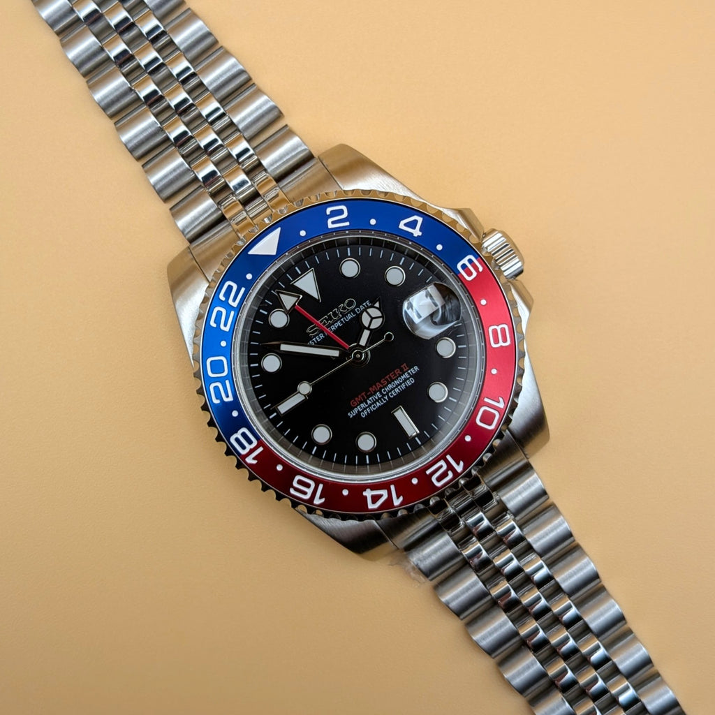 GMT Automatic One Watch Two Worlds Inspired Pepsi Bezel