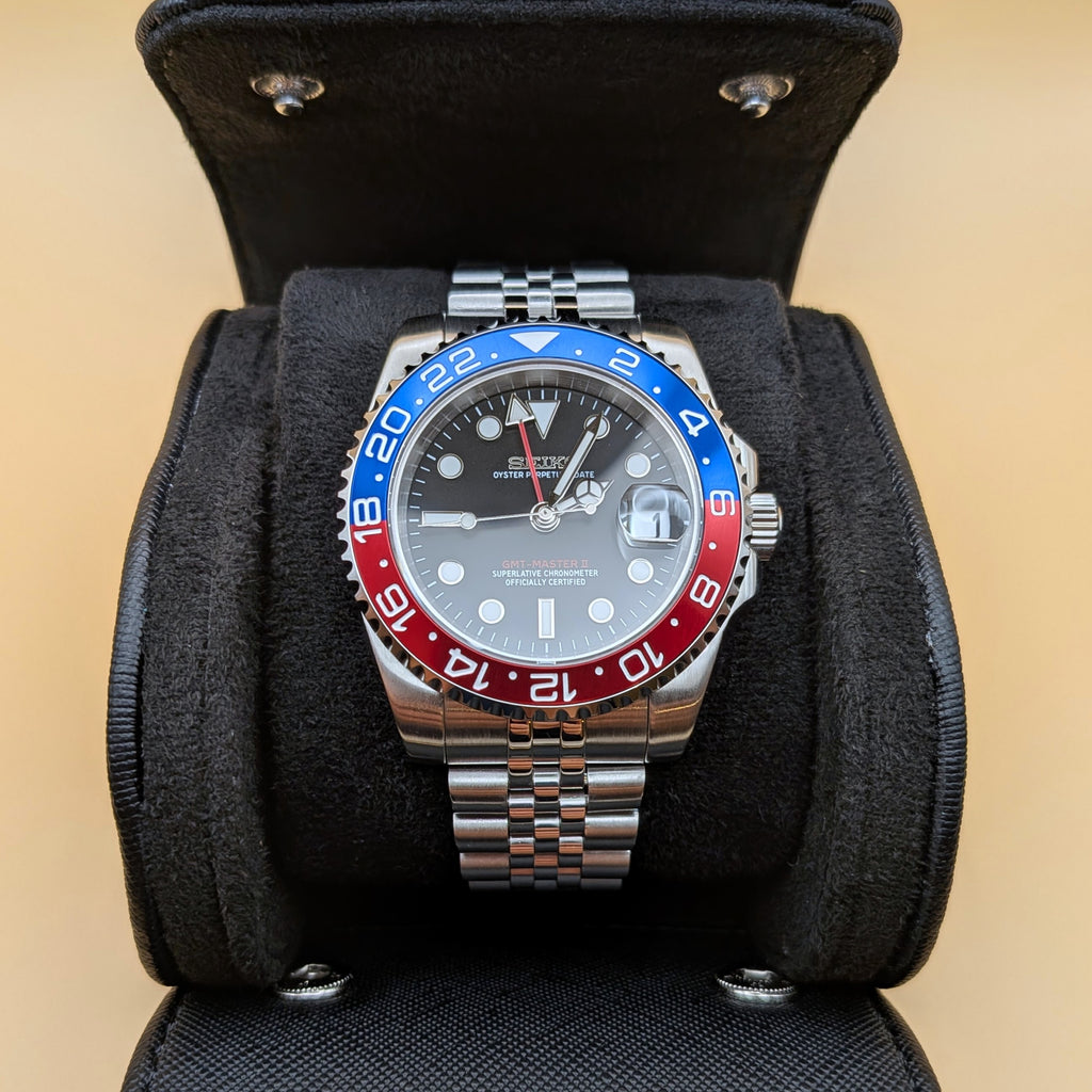 GMT Automatic One Watch Two Worlds Inspired Pepsi Bezel