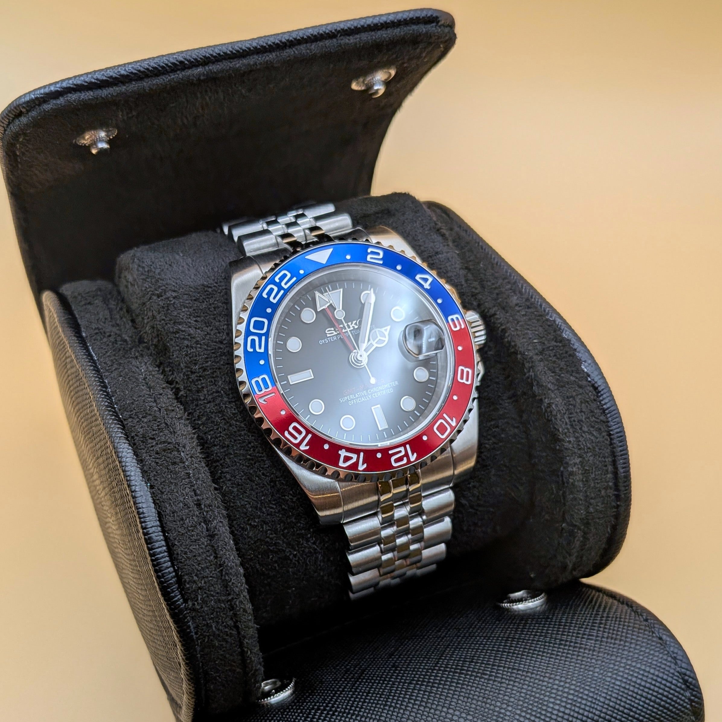 GMT Automatic One Watch Two Worlds Inspired Pepsi Bezel