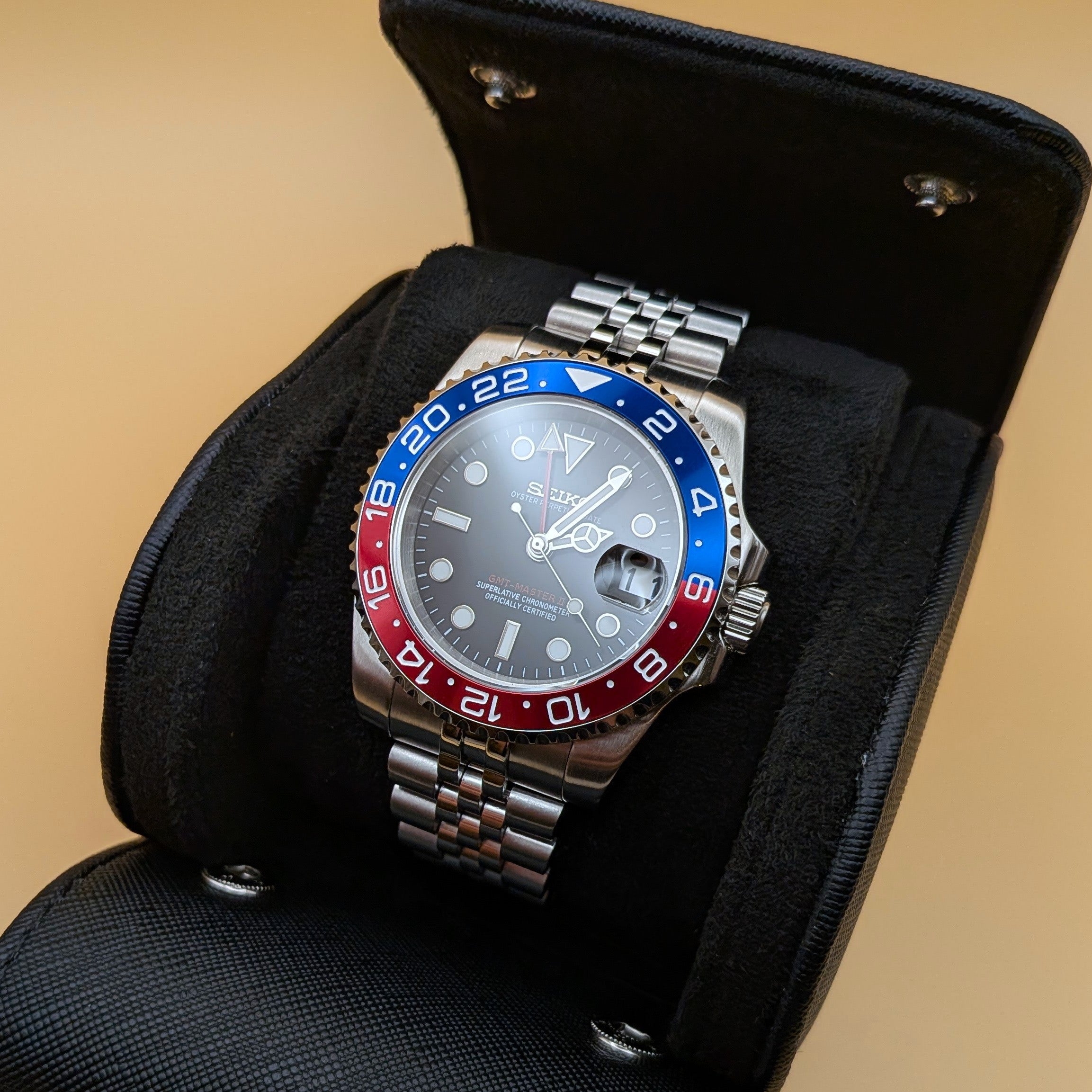 GMT Automatic One Watch Two Worlds Inspired Pepsi Bezel