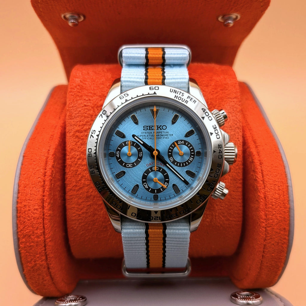 Gulf Racing Inspired Chronograph Iconic Motorsport Style on Your Wrist