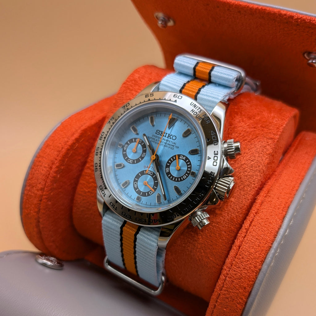 Gulf Racing Inspired Chronograph Iconic Motorsport Style on Your Wrist