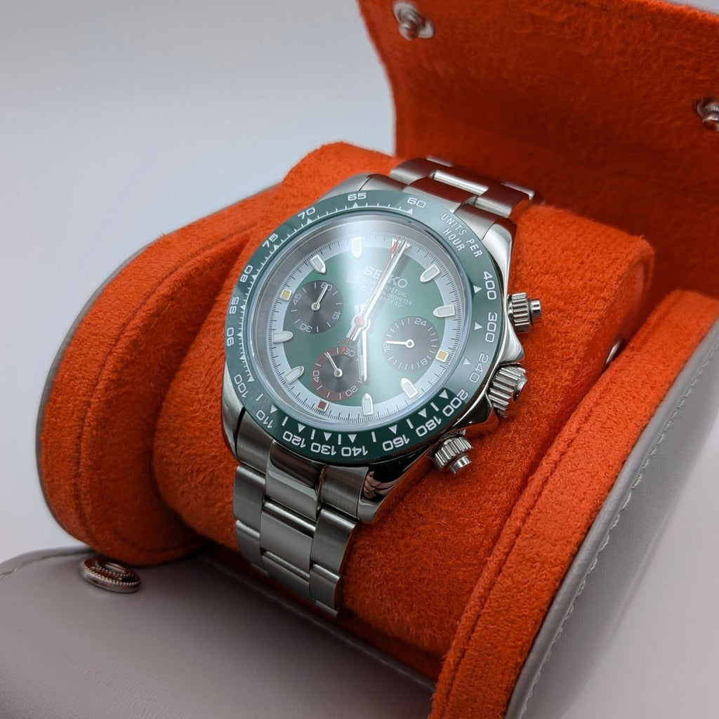 Classic Chronograph Green & White - Hands On Time