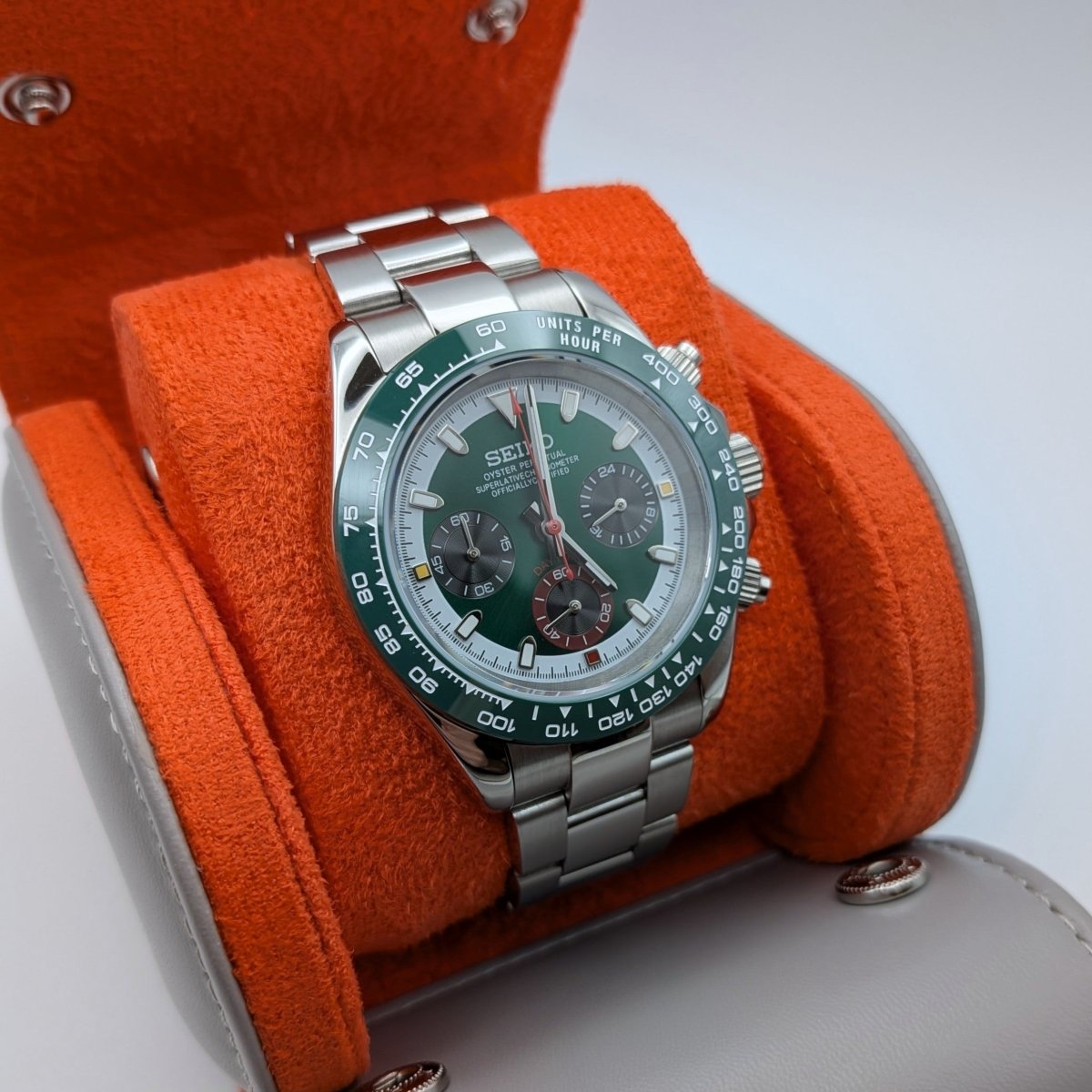 Classic Chronograph Green & White - Hands On Time