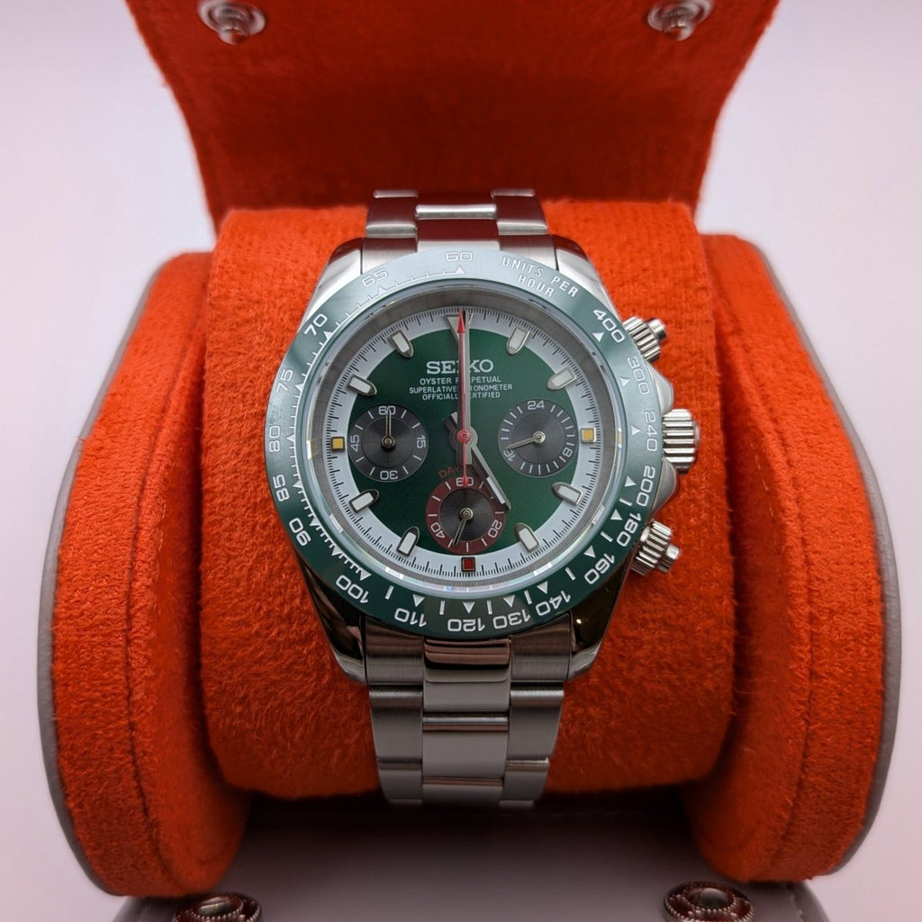 Classic Chronograph Green & White - Hands On Time