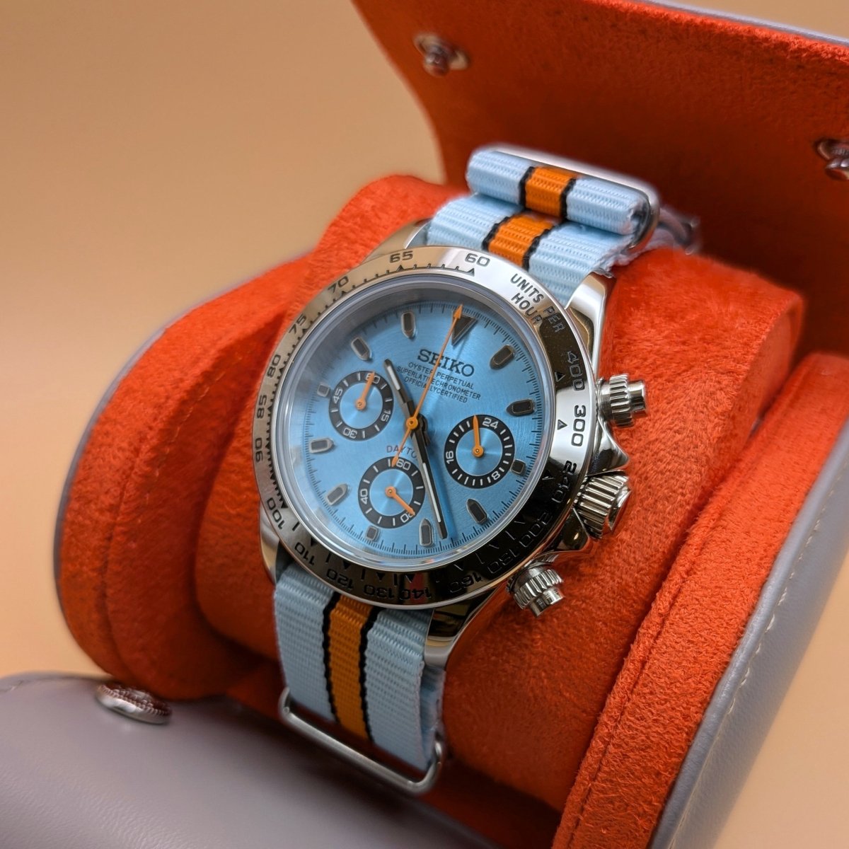 Gulf Racing Inspired Chronograph - Hands On Time