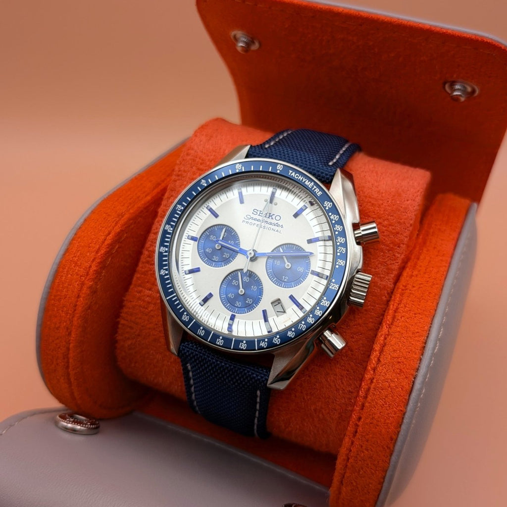 Speed Chronograph White & Blue - Hands On Time