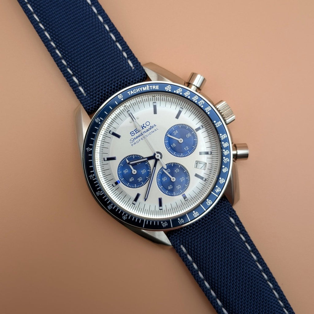 Speed Chronograph White & Blue - Hands On Time